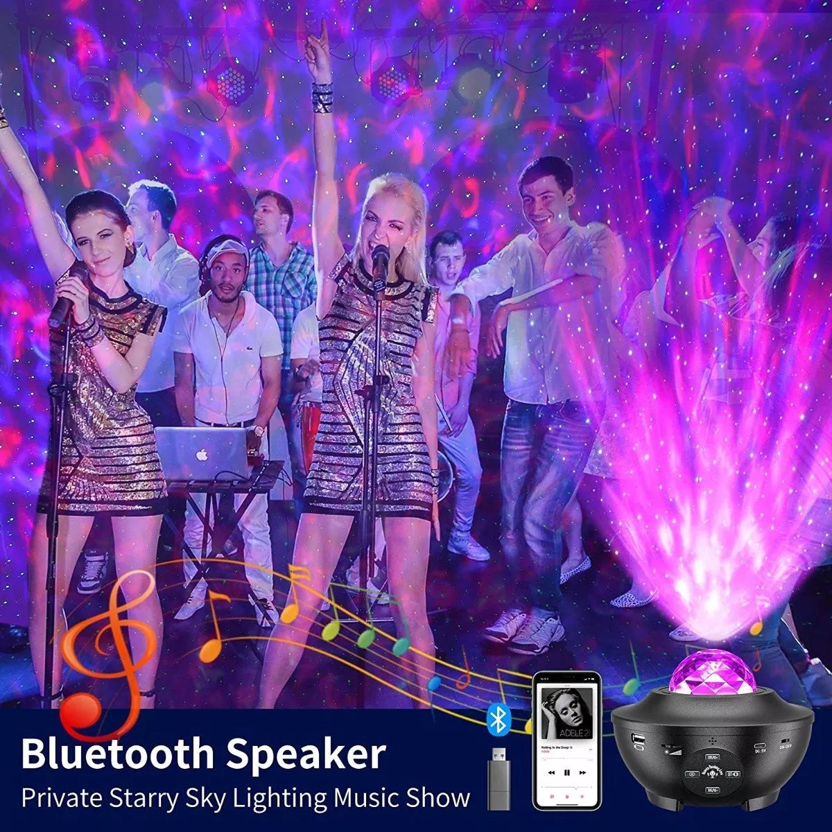 ¡Galaxy¡ Proyector de Galaxias y estrellas con parlante bluetooh + control rem