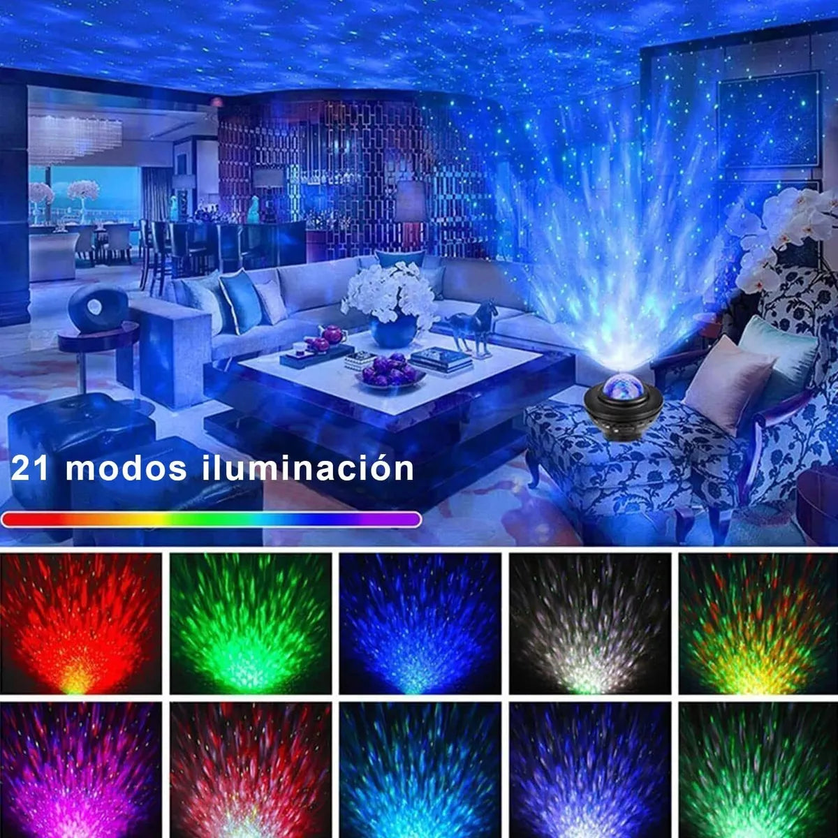 ¡Galaxy¡ Proyector de Galaxias y estrellas con parlante bluetooh + control rem