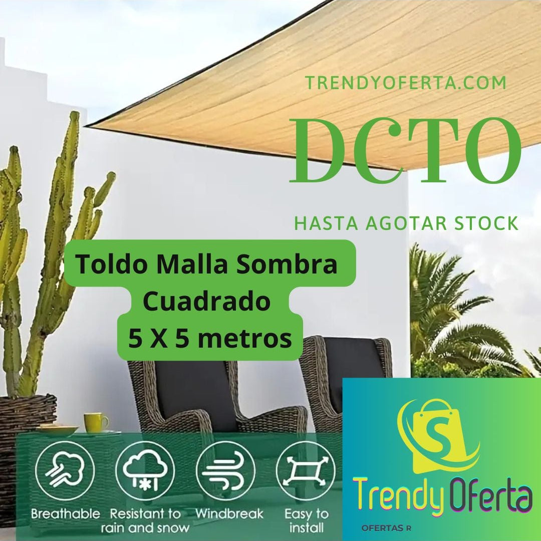 Toldo Sombra Cuadrado 5 X 5 metros