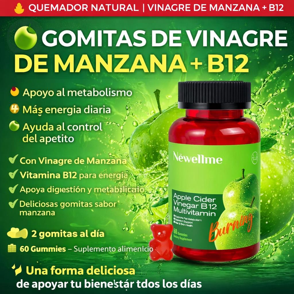 Gomitas vitamina B12 y vinagre de manzana 60 Gomitas por envase