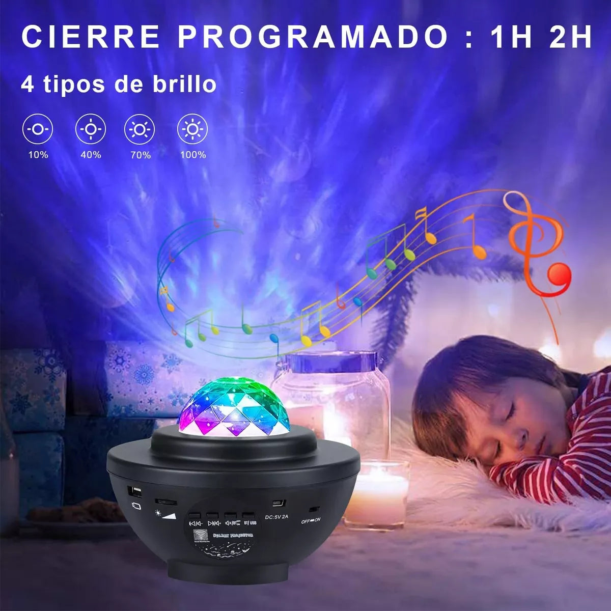 ¡Galaxy¡  Proyector de Galaxias y estrellas con parlante bluetooh + control rem