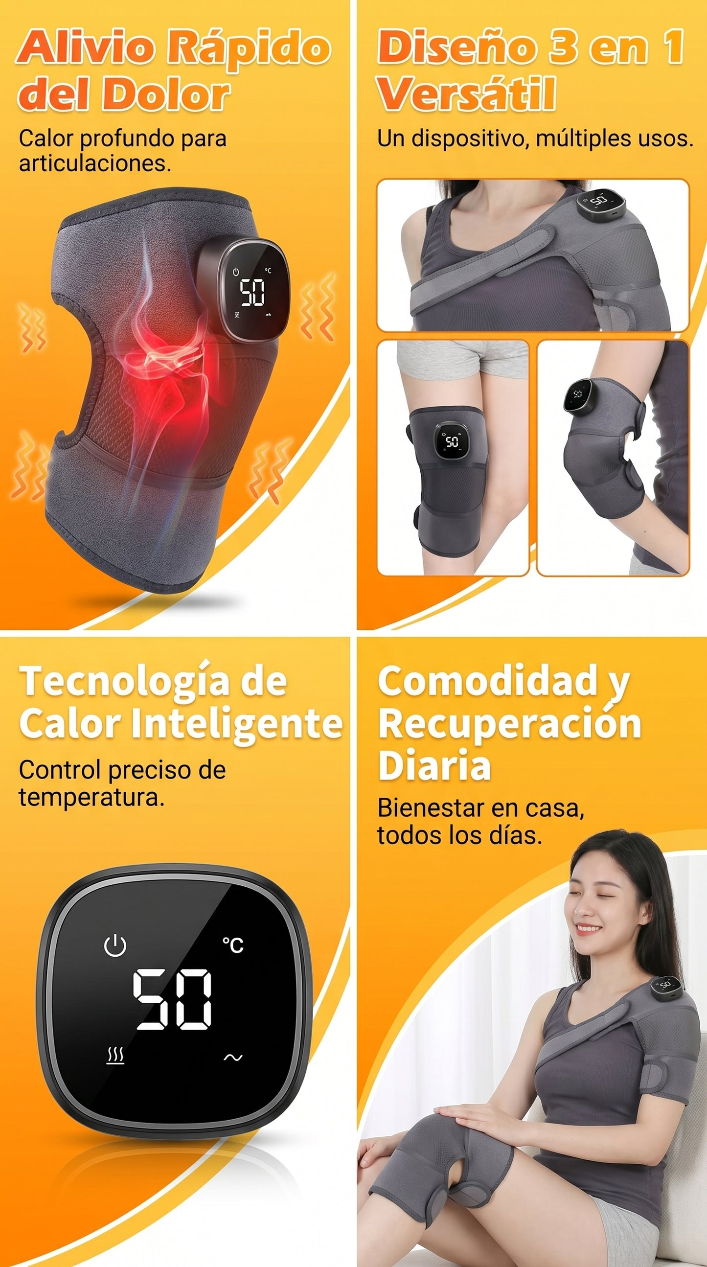 3 EN 1 - RODILLERA ELECTRICA RECARGABLE